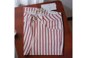 Skinny broek wit rood gestreept S