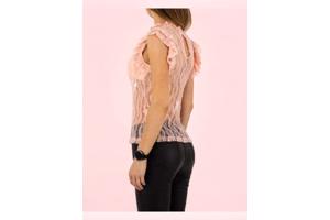 Emma & Ashley mouwloze kanten top roze M