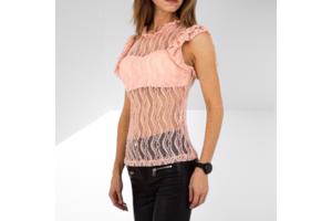 Emma & Ashley mouwloze kanten top roze M