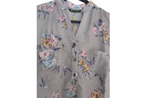 Metrofive bloemen tuniek shirt grijs S