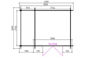 Tuinhuis-Blokhut 331 M: 300 x 300 x 230 (h) cm