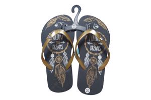 Teenslipper zwart goud met strass steentjes 30