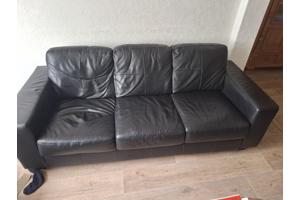 Leren driezitsbank