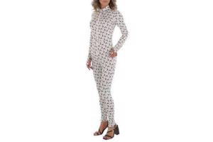 White icy - stretchy - jumpsuit - cream - voorrits L/40