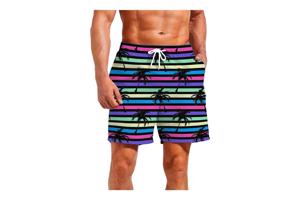 Zwembroek - short meerkleurig met palmbomen L