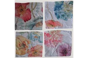 Set van 4 kussenhoezen pastel bloemen print 40x40cm