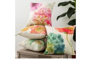 Set van 4 kussenhoezen pastel bloemen print 40x40cm