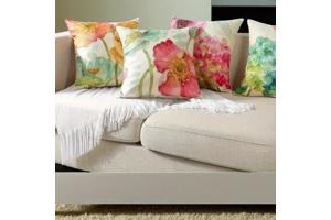Set van 4 kussenhoezen pastel bloemen print 40x40cm