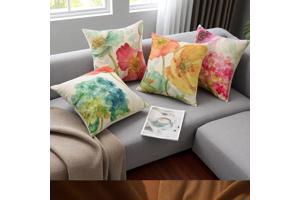 Set van 4 kussenhoezen pastel bloemen print 40x40cm