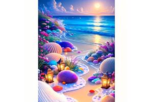 50x40cm Diamond Painting fantasy strand (vierkant) nr 15