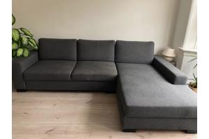 Grijze 3 zits bank met chaise longue en opbergruimte