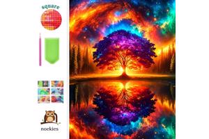 nr 67 Diamond Painting spiegel boom 50x40cm (vierkant)