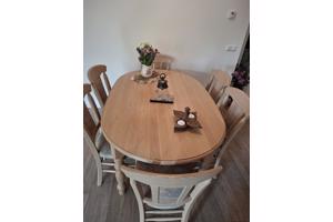 Eettafel+6 stoelen en salontafel