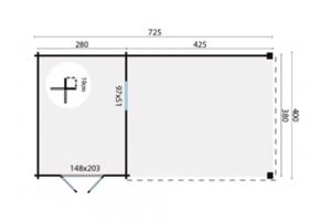 Blokhut - Tuinhuis Gunnar | 44 mm | vuren onbehandeld