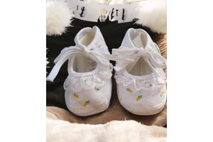 Junior Joy Babyschoenen Newborn Meisjes Wit Met Gele Roos