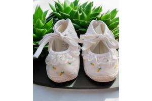 Junior Joy Babyschoenen Newborn Meisjes Wit Met Gele Roos