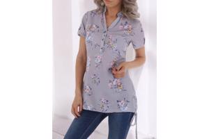 Metrofive bloemen tuniek shirt grijs S/36