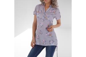 Metrofive bloemen tuniek shirt grijs S/36