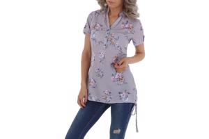 Metrofive bloemen tuniek shirt grijs S/36