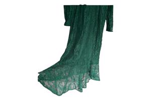 Donkergroene feestjurk van kant XL