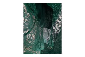 Donkergroene feestjurk van kant XL