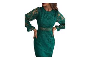 Donkergroene feestjurk van kant XL