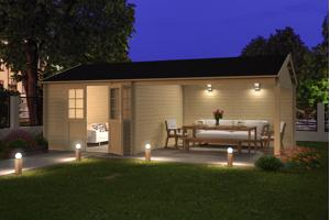 Blokhut met overkapping Octavio 680x380 Onbehandeld vuren