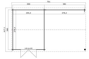 Blokhut met overkapping Octavio 680x380 Onbehandeld vuren
