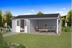 Blokhut met overkapping Octavio 680x380 Onbehandeld vuren