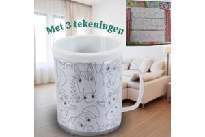 kleur je eigen beker - boerderij dieren - met 3 tekeningen