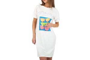 Shirt jurk Tropical fruit wit M met een vlekje