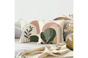 Set van 4 kussenhoezen bohemian groen roze 45x45cm