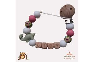 nr 7 noekies naam speenkoord dino langnek khaki roze wit blo