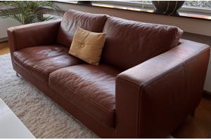 Goossens leren bank kleur cognac 182 breed x 92 diep