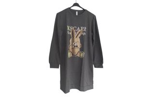 Sweat jurk strass steentjes grijs L/XL