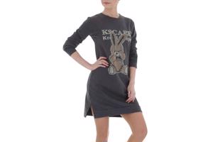 Sweat jurk strass steentjes grijs L/XL