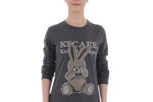 Sweat jurk strass steentjes grijs L/XL