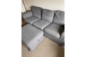 IKEA bank grijs met poef