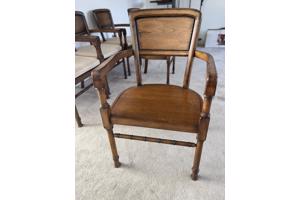 Vijf (5) antieke houten stoelen met kussens