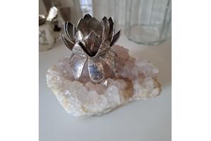Schitterende Djokja zilveren lotusbloem kandelaar( 800) H-H