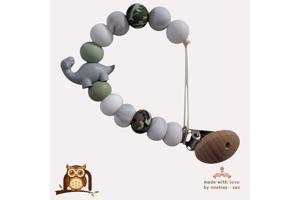 nr 17 noekies Speenkoord Dino langnek camouflage grijs khaki