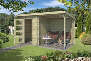 Blokhut met overkapping Jelle 370x175 Onbehandeld vuren