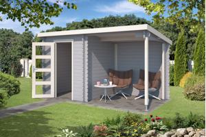 Blokhut met overkapping Jelle 370x175 Onbehandeld vuren