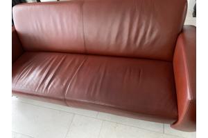 Rood lederen 2 EN 2,5 zits bank