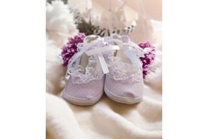 Junior Joy Babyschoenen Newborn Meisjes Paars/wit Met Stippe