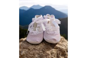 Junior Joy Babyschoenen Newborn Meisjes Paars/wit Met Stippe