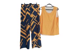 2 delige zomer set blauw oranje XXL
