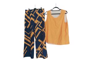 2 delige zomer set blauw oranje XXL