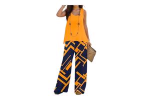 2 delige zomer set blauw oranje XXL