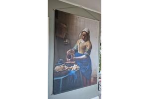 Het melkmeisje foto op textiel 120x180, wanddoek, wandkleed